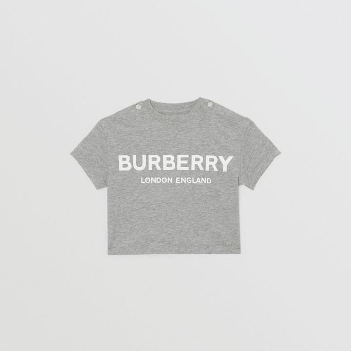 Burberry Burberry Childrens Logo Print Cotton T-shirt, Size: 6m, Grey