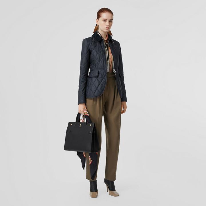 Burberry Burberry Monogram Motif Quilted Riding Jacket, Blue