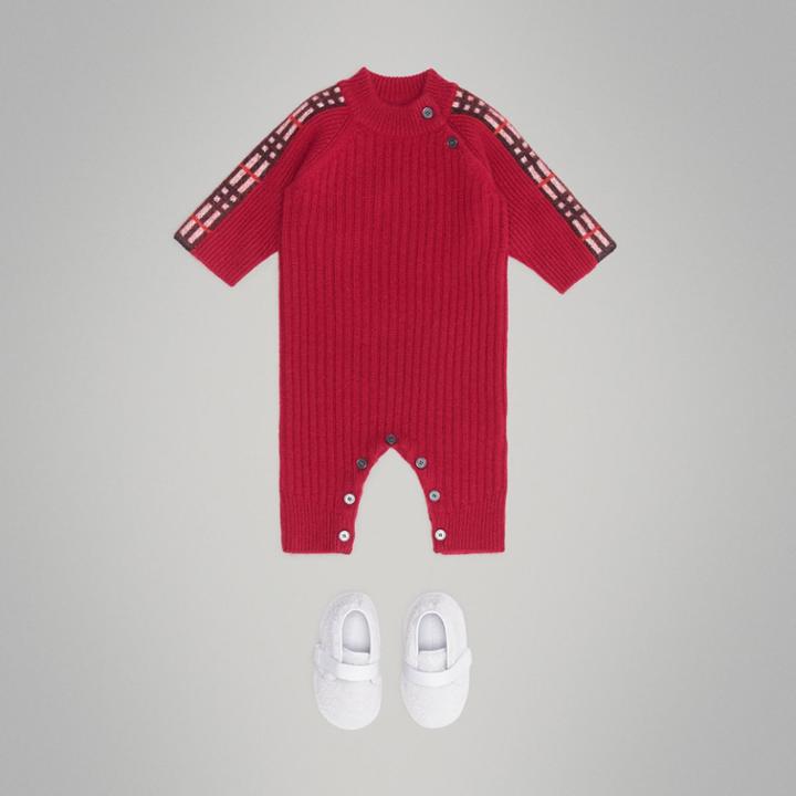 Burberry Burberry Check Detail Cashmere Jumpsuit, Size: 12m, Red
