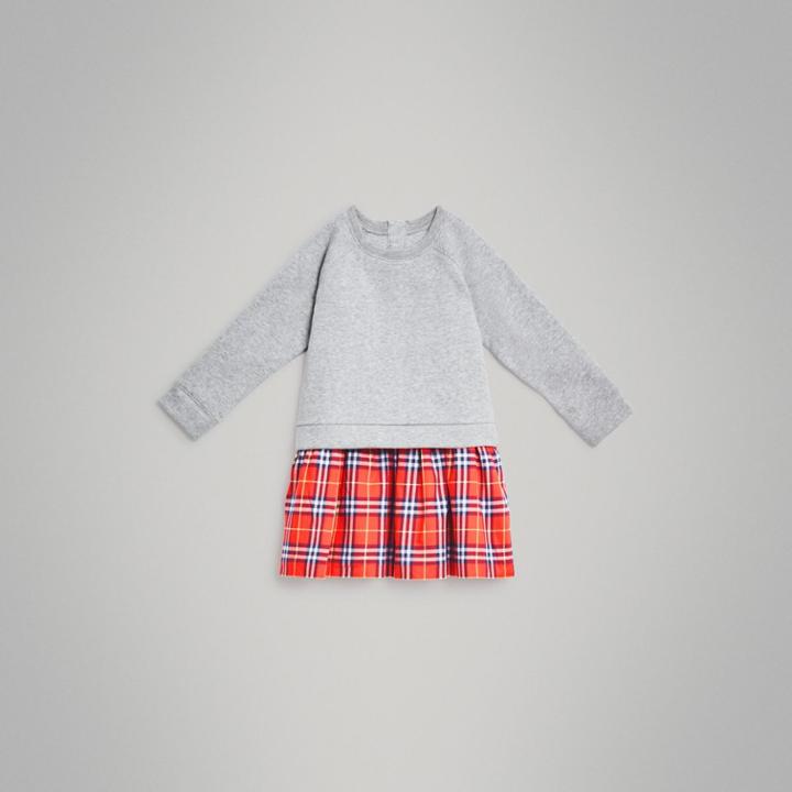 Burberry Burberry Check Cotton Sweatshirt Dress, Size: 6y, Red
