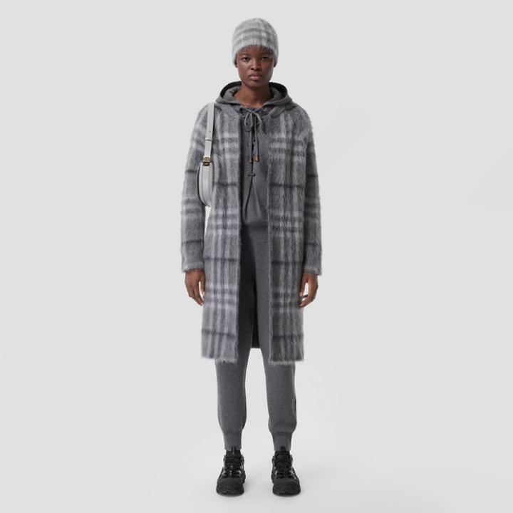 Burberry Burberry Check Mohair Silk Blend Cardigan