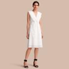 Burberry Burberry Sleeveless Broderie Anglaise Ruffle Detail Dress, Size: 06, White