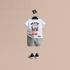 Burberry Burberry Fresh Sardines Motif Cotton T-shirt, Size: 18m, White