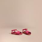 Burberry Burberry Cork Detail Patent Leather Sandals, Size: 7, Pink
