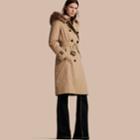 Burberry Burberry Fur-trimmed Hood Trench Coat With Detachable Warmer, Size: 04, Yellow