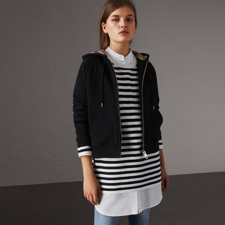 Burberry Burberry Hooded Zip-front Cotton Blend Sweatshirt, Size: Xs