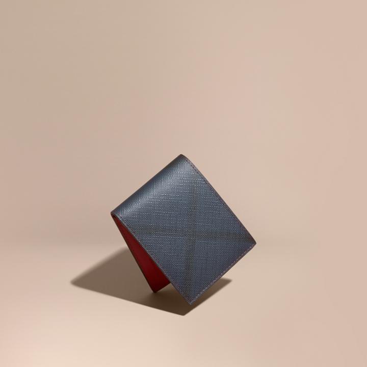Burberry Burberry Contrast Trim London Check Folding Wallet, Red
