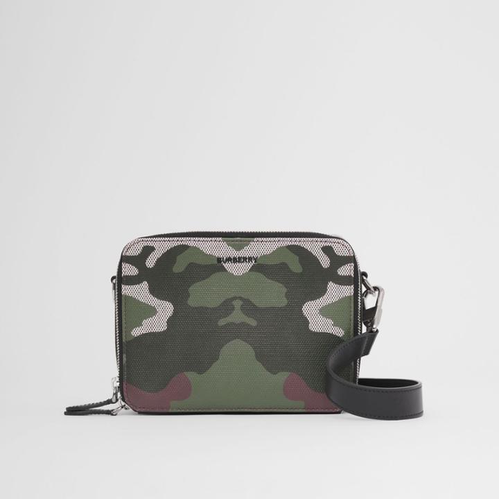 Burberry Burberry Camouflage Print Canvas And Leather Crossbody Bag
