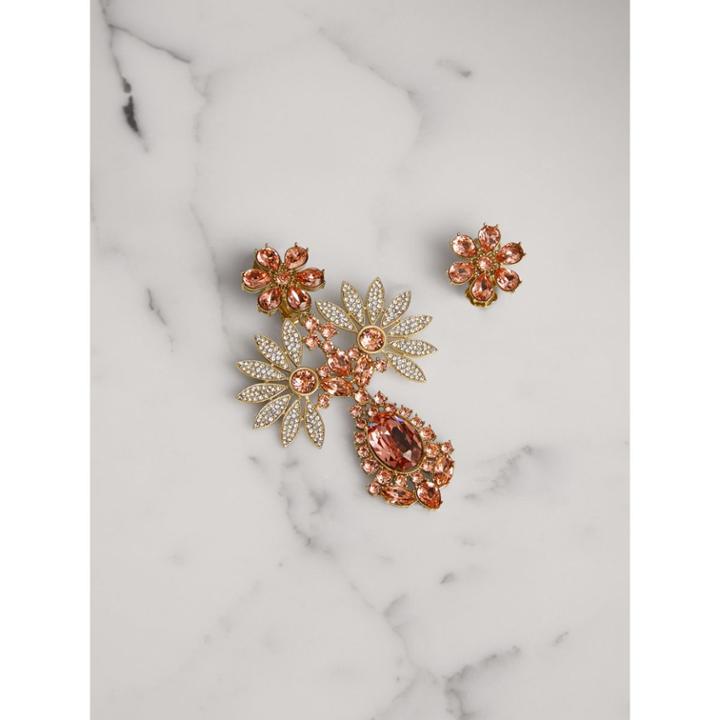 Burberry Burberry Crystal Double-daisy Drop Earring And Stud Set, Pink
