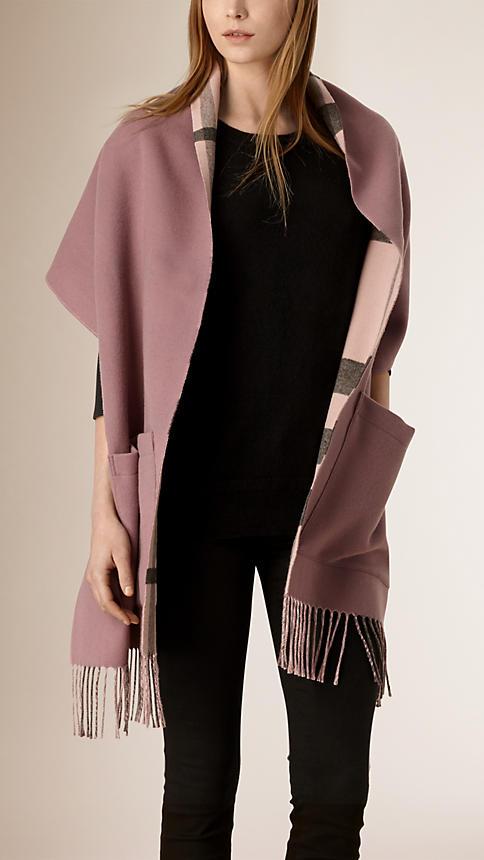 Burberry Check Lined Wool Cashmere Stole