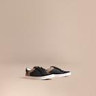 Burberry Burberry Leather And House Check Trainers, Size: 42, Black