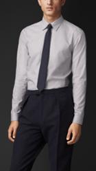 Burberry Burberry Classic Fit Microstripe Cotton Shirt, Size: 37, White