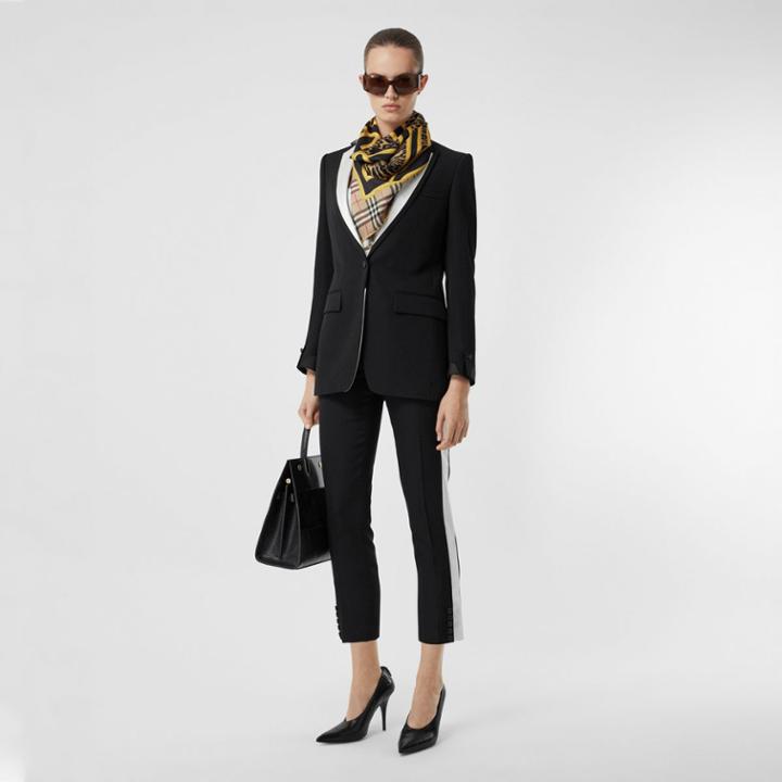Burberry Burberry Side Stripe Wool Tailored Trousers, Size: 08, Black