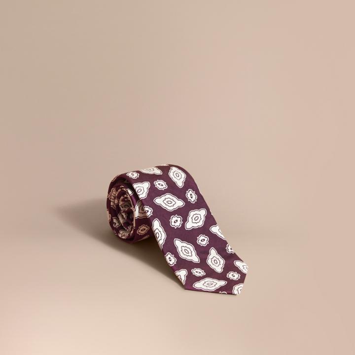 Burberry Burberry Modern Cut Silk Geometric Jacquard Tie, Purple