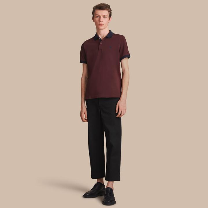 Burberry Burberry Two-tone Check Placket Cotton Piqu Polo Shirt, Size: M, Red
