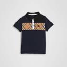 Burberry Burberry Childrens Vintage Check Panel Cotton Polo Shirt, Size: 3y