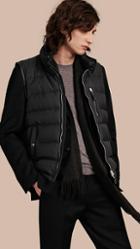 Burberry Lambskin Trim Down-filled Silk Wool Gilet