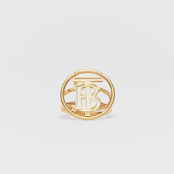 Burberry Burberry Large Gold-plated Monogram Motif Ring, Yellow