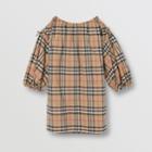 Burberry Burberry Childrens Gathered Sleeve Vintage Check Cotton Dress, Size: 3y, Beige