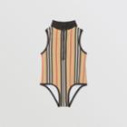 Burberry Burberry Childrens Icon Stripe Zip-front Swimsuit, Size: 12y, Beige