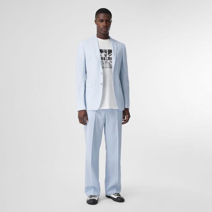 Burberry Burberry Slim Fit Press-stud Tumbled Wool Tailored Jacket, Size: 38r, Blue
