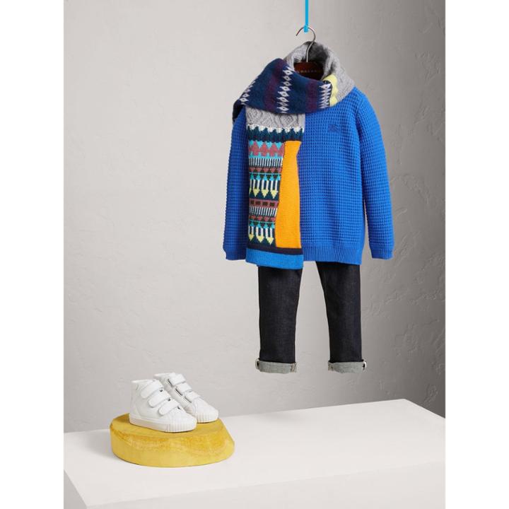 Burberry Burberry Waffle Knit Cotton Sweater, Size: 8y, Blue