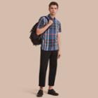 Burberry Burberry Button-down Collar Short-sleeve Check Cotton Shirt, Blue