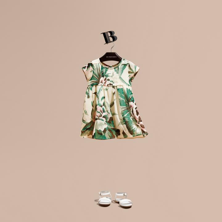 Burberry Burberry Peony Rose Print Silk Dress, Size: 18m, Green