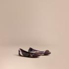 Burberry Burberry Check Linen Cotton And Leather Ballerinas, Size: 37, Purple