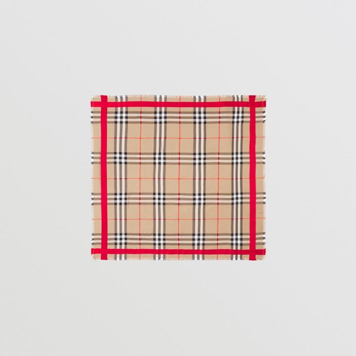 Burberry Burberry Vintage Check Silk Wool Large Square Scarf