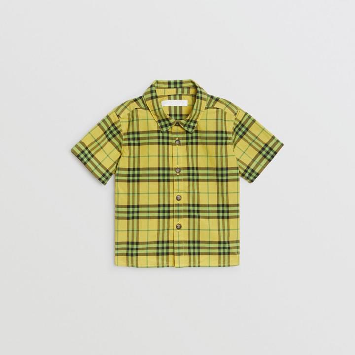 Burberry Burberry Childrens Short-sleeve Check Cotton Shirt, Size: 12m, Yellow