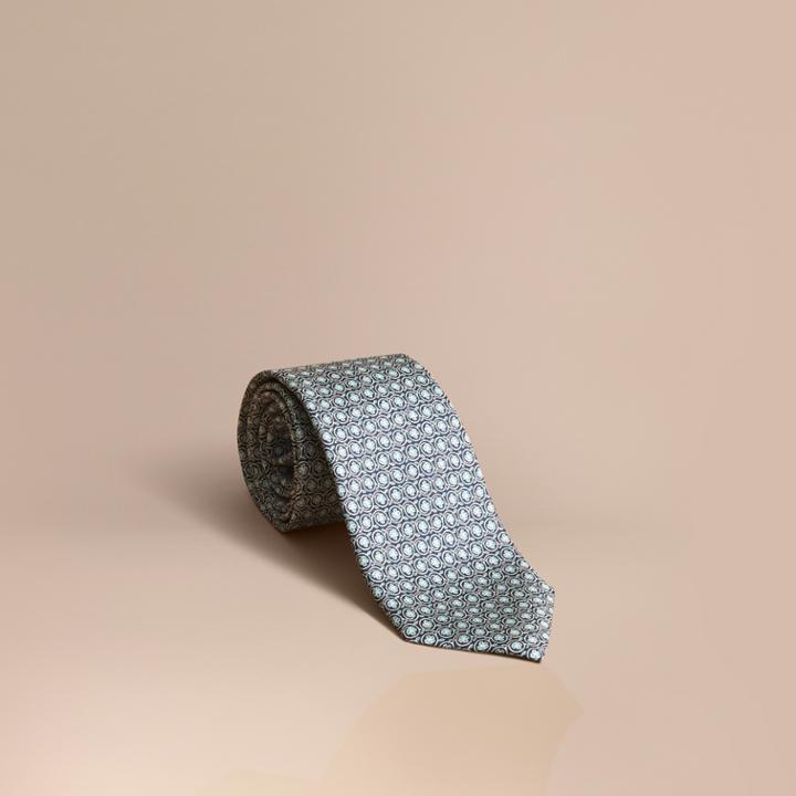 Burberry Burberry Modern Cut Floral Print Silk Tie, White