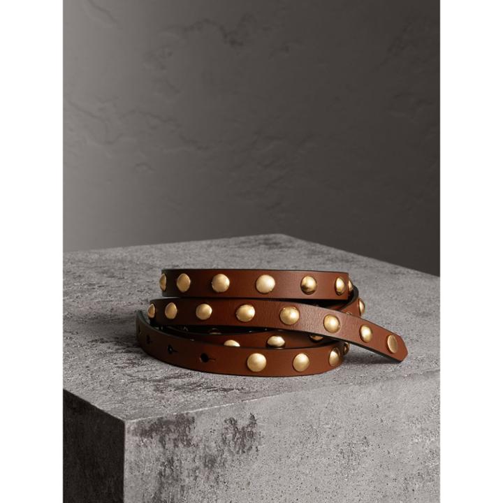 Burberry Burberry Studded Bridle Leather Double-wrap Belt, Size: 85, Brown