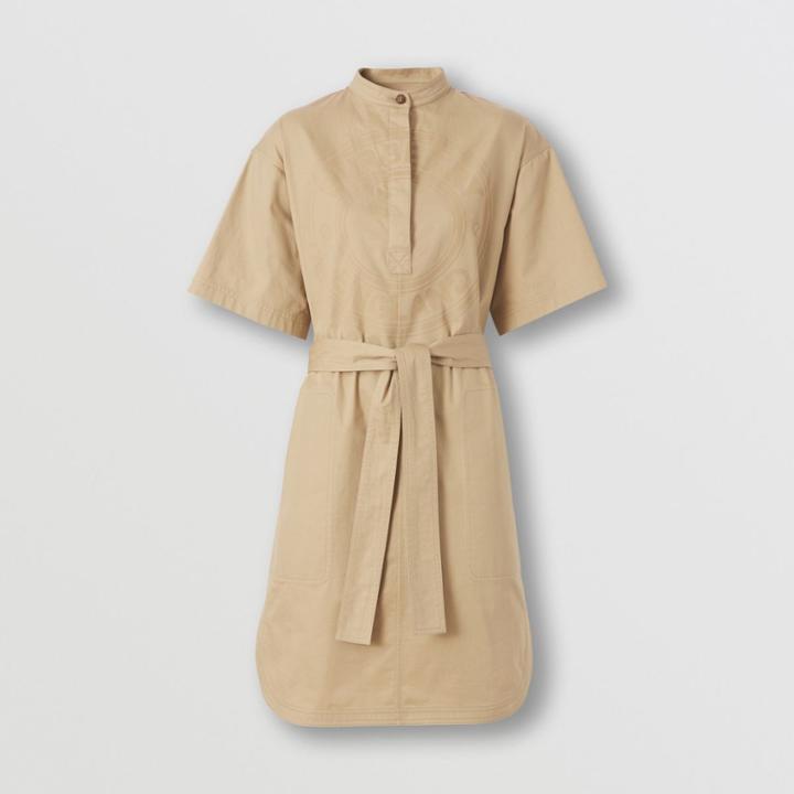 Burberry Burberry Logo Graphic Cotton Twill Smock Dress, Size: 04