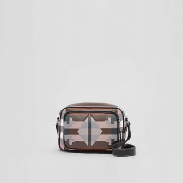 Burberry Burberry Geometric Check And Leather Crossbody Bag
