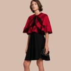 Burberry Burberry Ruffled Hem Check Wool Cape, Size: S-m, Red
