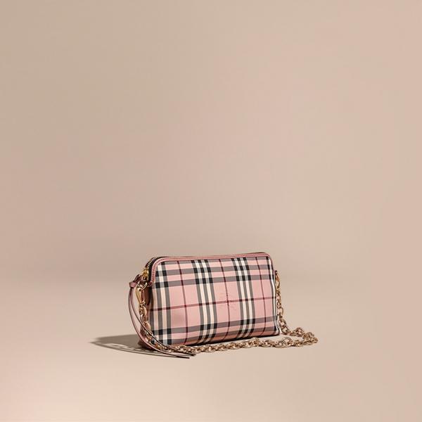 Burberry Overdyed Horseferry Check And Leather Clutch Bag