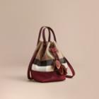 Burberry Burberry Small Canvas Check And Leather Bucket Bag, Red