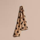 Burberry Burberry Metallic Heart Print Wool And Cashmere Blend Scarf, Brown