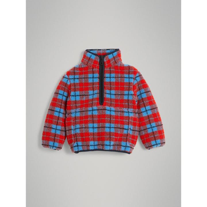 Burberry Burberry Check Fleece Half-zip Jacket, Size: 14y, Red