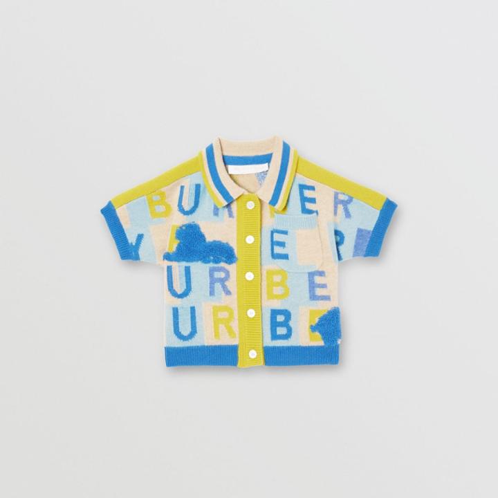 Burberry Burberry Childrens Short-sleeve Logo Print Cashmere Cardigan, Size: 12m, Green