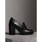 Burberry Burberry Leather Block-heel Penny Loafers, Size: 40.5, Black