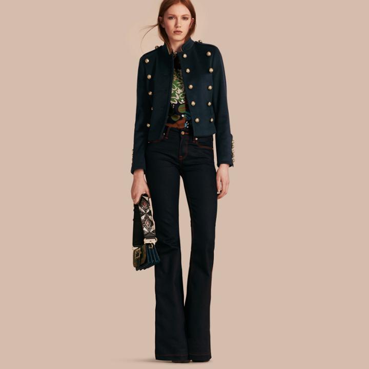 Burberry Burberry Wool Cashmere Military Jacket With Internal Quilting, Size: 00, Blue