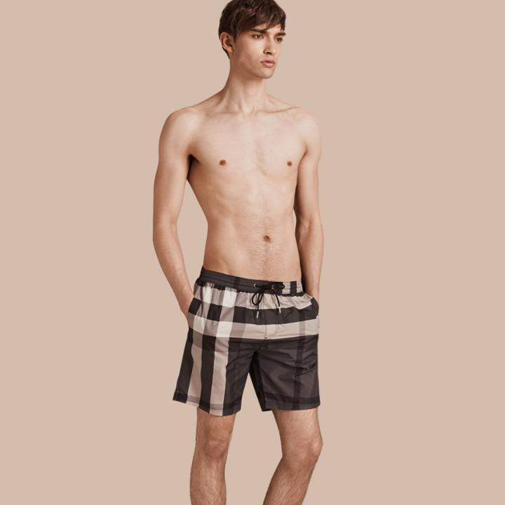 Burberry Burberry Check Swim Shorts, Grey