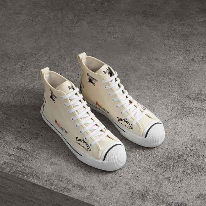 Burberry Burberry Archive Logo Cotton High-top Sneakers, Size: 35, White