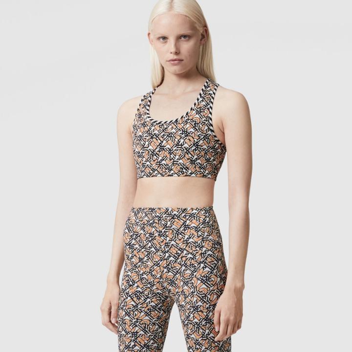 Burberry Burberry Monogram Print Stretch Nylon Cropped Top