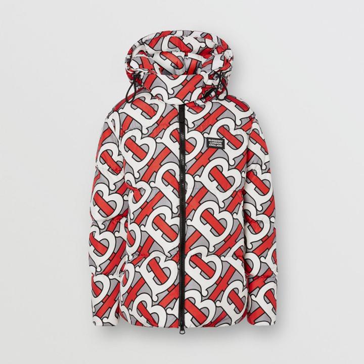Burberry Burberry Monogram Print Puffer Jacket, Size: Xs, Grey