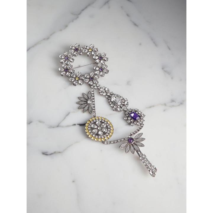 Burberry Burberry Crystal Daisy Chain Chandelier Brooch, Purple
