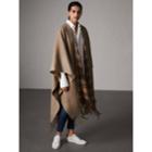 Burberry Burberry Reversible Vintage Check Cashmere Wool Poncho, Grey