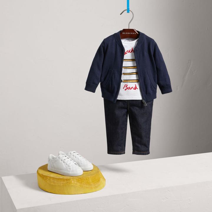 Burberry Burberry Check Detail Cotton Cardigan, Size: 12m, Blue